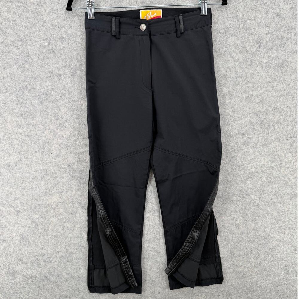 ABSOLU Paris Women's Black Vintage Straight Leg Cropped Motorcycle Pants Size 36